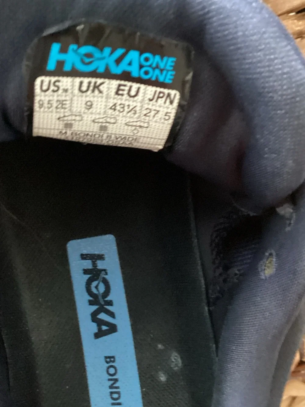 Hoka Men's Navy and Light Blue Cushioned Running Shoes